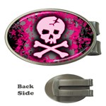 Pink Skull Star Splatter Money Clip (Oval)