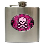 Pink Skull Star Splatter Hip Flask (6 oz)