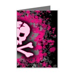 Pink Skull Star Splatter Mini Greeting Card