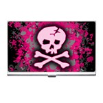 Pink Skull Star Splatter Business Card Holder