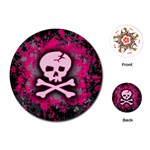 Pink Skull Star Splatter Playing Cards Single Design (Round)