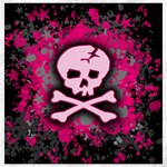 Pink Skull Star Splatter Canvas 20  x 20 