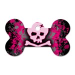 Pink Skull Star Splatter Dog Tag Bone (One Side)