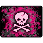 Pink Skull Star Splatter Fleece Blanket (Large)