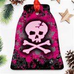 Pink Skull Star Splatter Bell Ornament (Two Sides)