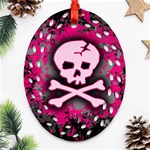 Pink Skull Star Splatter Ornament (Oval Filigree)