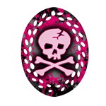 Pink Skull Star Splatter Oval Filigree Ornament (Two Sides)