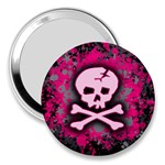 Pink Skull Star Splatter 3  Handbag Mirror