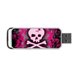 Pink Skull Star Splatter Portable USB Flash (One Side)