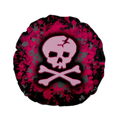Pink Skull Star Splatter Standard 15  Premium Round Cushion  from ArtsNow.com Front