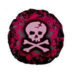 Pink Skull Star Splatter Standard 15  Premium Round Cushion 