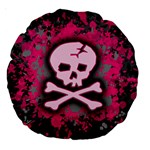 Pink Skull Star Splatter Large 18  Premium Round Cushion 