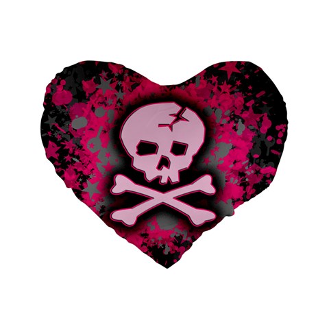 Pink Skull Star Splatter Standard 16  Premium Heart Shape Cushion  from ArtsNow.com Front