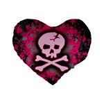 Pink Skull Star Splatter Standard 16  Premium Heart Shape Cushion 