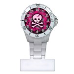 Pink Skull Star Splatter Plastic Nurses Watch