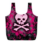 Pink Skull Star Splatter Full Print Recycle Bag (L)