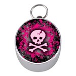 Pink Skull Star Splatter Silver Compass (Mini)