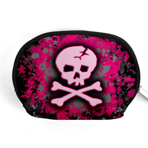 Pink Skull Star Splatter Accessory Pouch (Medium) from ArtsNow.com Front