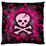 Pink Skull Star Splatter Large Flano Cushion Case (One Side)