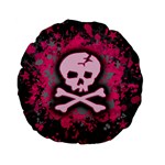 Pink Skull Star Splatter Standard 15  Premium Flano Round Cushion 