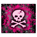 Pink Skull Star Splatter Double Sided Flano Blanket (Small)