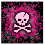 Pink Skull Star Splatter Large Satin Scarf (Square)