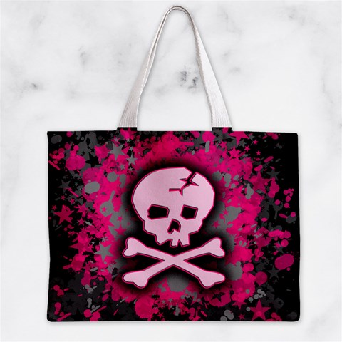 Pink Skull Star Splatter Zipper Mini Tote Bag from ArtsNow.com Front