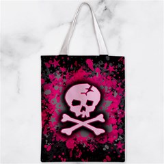 Pink Skull Star Splatter Zipper Classic Tote Bag from ArtsNow.com Back