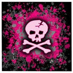 Pink Skull Star Splatter Wooden Puzzle Square