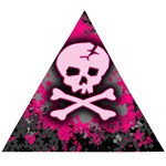 Pink Skull Star Splatter Wooden Puzzle Triangle