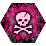 Pink Skull Star Splatter Wooden Puzzle Hexagon