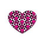 Pink Skulls & Stars Rubber Heart Coaster (4 pack)