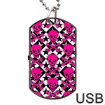 Pink Skulls & Stars Dog Tag USB Flash (Two Sides)