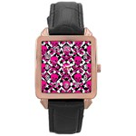 Pink Skulls & Stars Rose Gold Leather Watch 