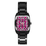 Pink Skulls & Stars Stainless Steel Barrel Watch