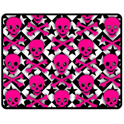 Pink Skulls & Stars Double Sided Fleece Blanket (Medium) from ArtsNow.com 58.8 x47.4  Blanket Front