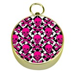 Pink Skulls & Stars Gold Compass