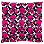 Pink Skulls & Stars Large Flano Cushion Case (Two Sides)