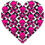 Pink Skulls & Stars Wooden Puzzle Heart