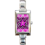 Pink Star Rectangle Italian Charm Watch