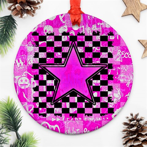 Pink Star Ornament (Round) from ArtsNow.com Front