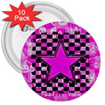 Pink Star 3  Button (10 pack)