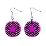 Pink Star 1  Button Earrings