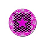 Pink Star Rubber Round Coaster (4 pack)