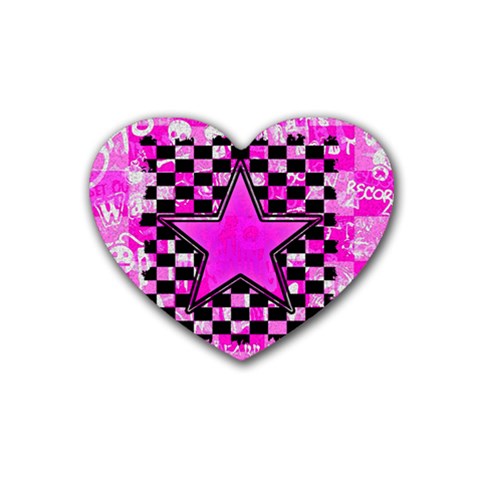 Pink Star Rubber Heart Coaster (4 pack) from ArtsNow.com Front