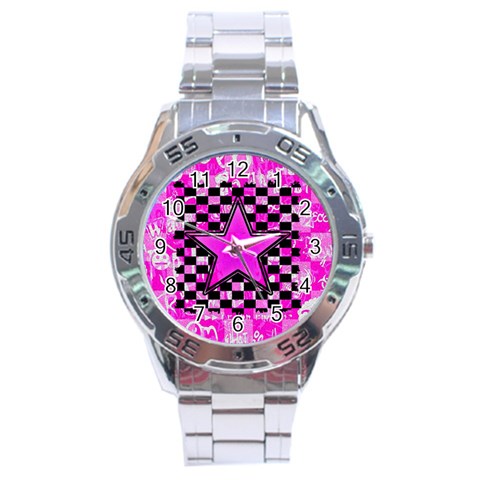 Pink Star Stainless Steel Analogue Watch from ArtsNow.com Front
