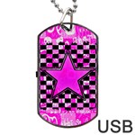 Pink Star Dog Tag USB Flash (One Side)