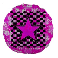 Pink Star Large 18  Premium Round Cushion  from ArtsNow.com Front