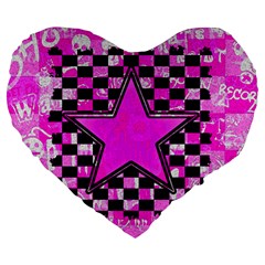 Pink Star Large 19  Premium Heart Shape Cushion from ArtsNow.com Front