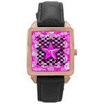 Pink Star Rose Gold Leather Watch 